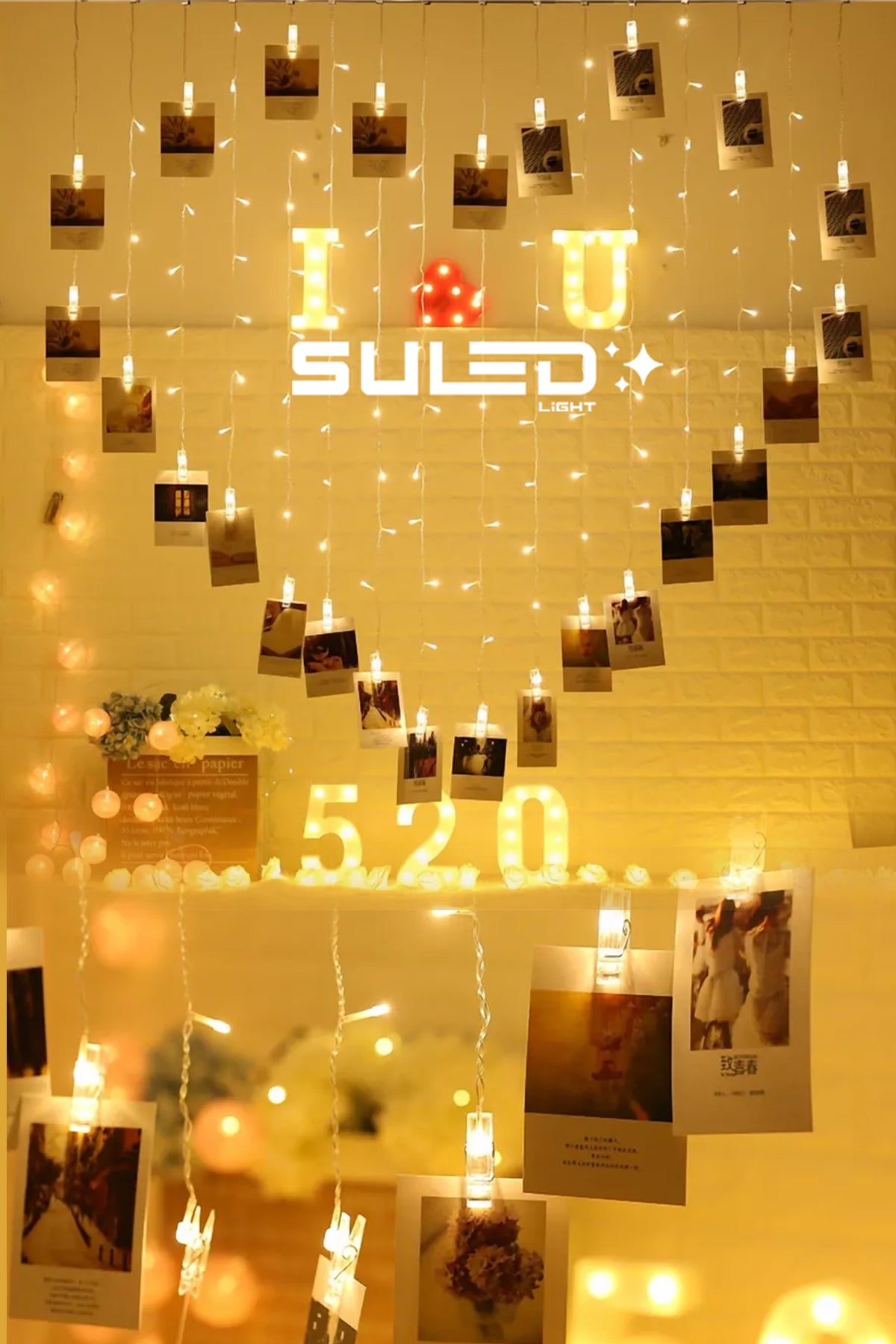 Kalpli Mandallı Led Işıklar 2,5 Metre 30 Led Mandal 220V 3D Dekoratif Fotoğraf Mandalı