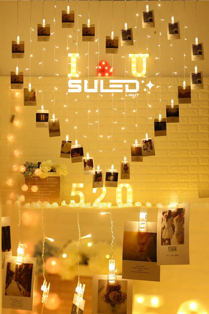 Kalpli Mandallı Led Işıklar 2,5 Metre 30 Led Mandal 220V 3D Dekoratif Fotoğraf Mandalı