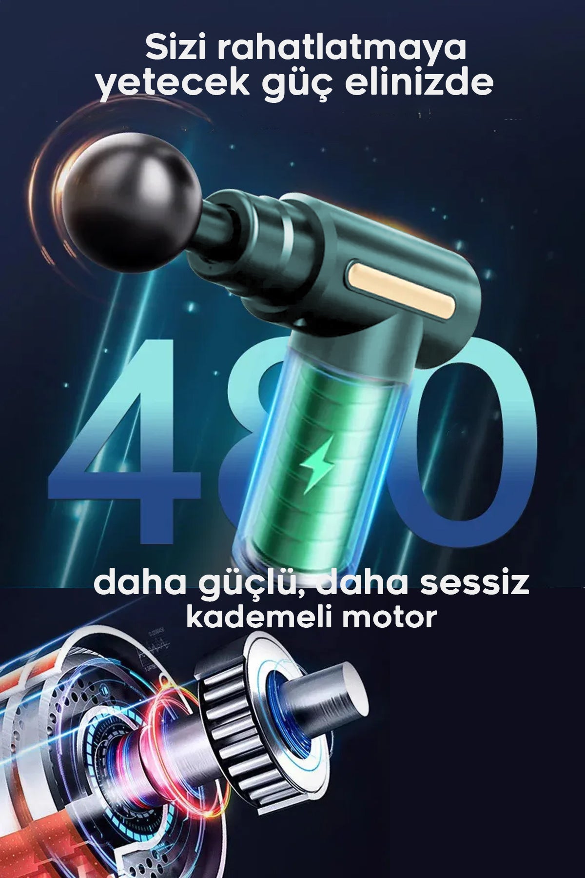 Masaj Cihazı Masaj Tabancası Masaj Pro 3 Şarjlı 4 Başlıklı 6 Kademeli Masaj Aleti Sessiz