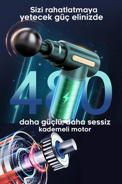 Masaj Cihazı Masaj Tabancası Masaj Pro 3 Şarjlı 4 Başlıklı 6 Kademeli Masaj Aleti Sessiz