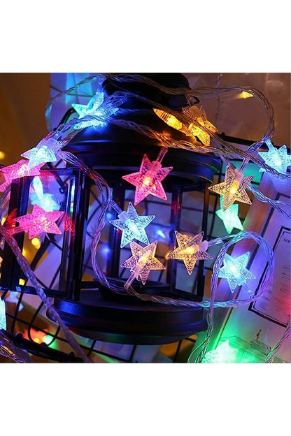 Fişli Rgb Yıldız Led 3 Mt 20 Led Dekoratif Yıldızlı Yılbaşı Cam Ağacı Yılbaşı Süs Led Işık Şerit Led