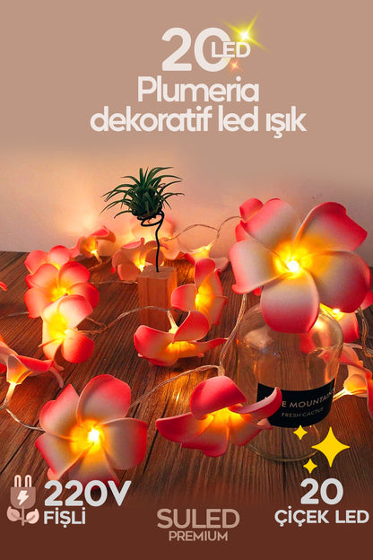Plumeria Çiçeği Dekoratif Led Işık Ambiyans Ortam Aydınlatması ve Süsleme Ledleri