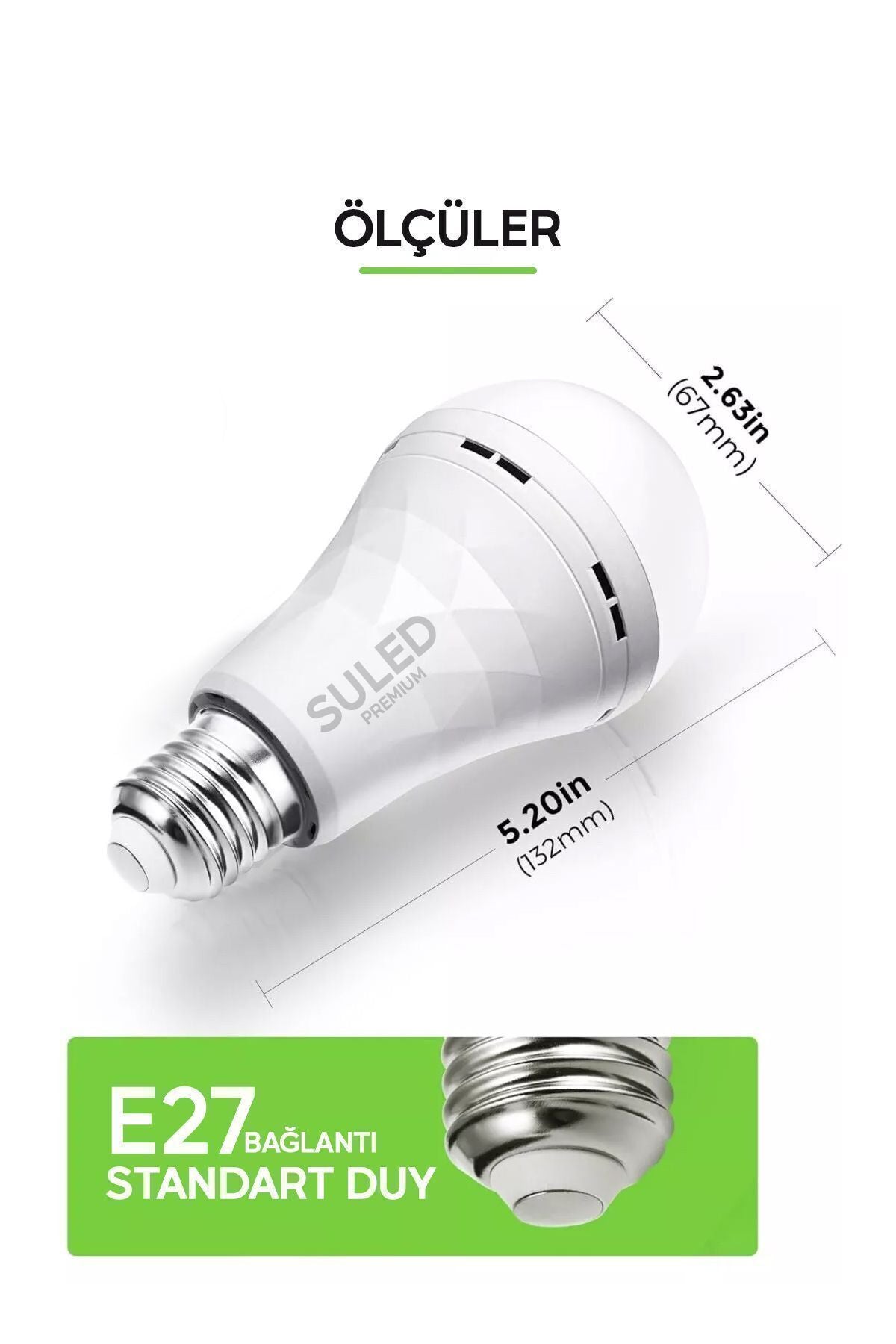 Şarjlı Ampül 20w Acil Durum & Kamp Işığı 220v Beyaz Işık E27 Duy Otomatik %80 Tasarruflu