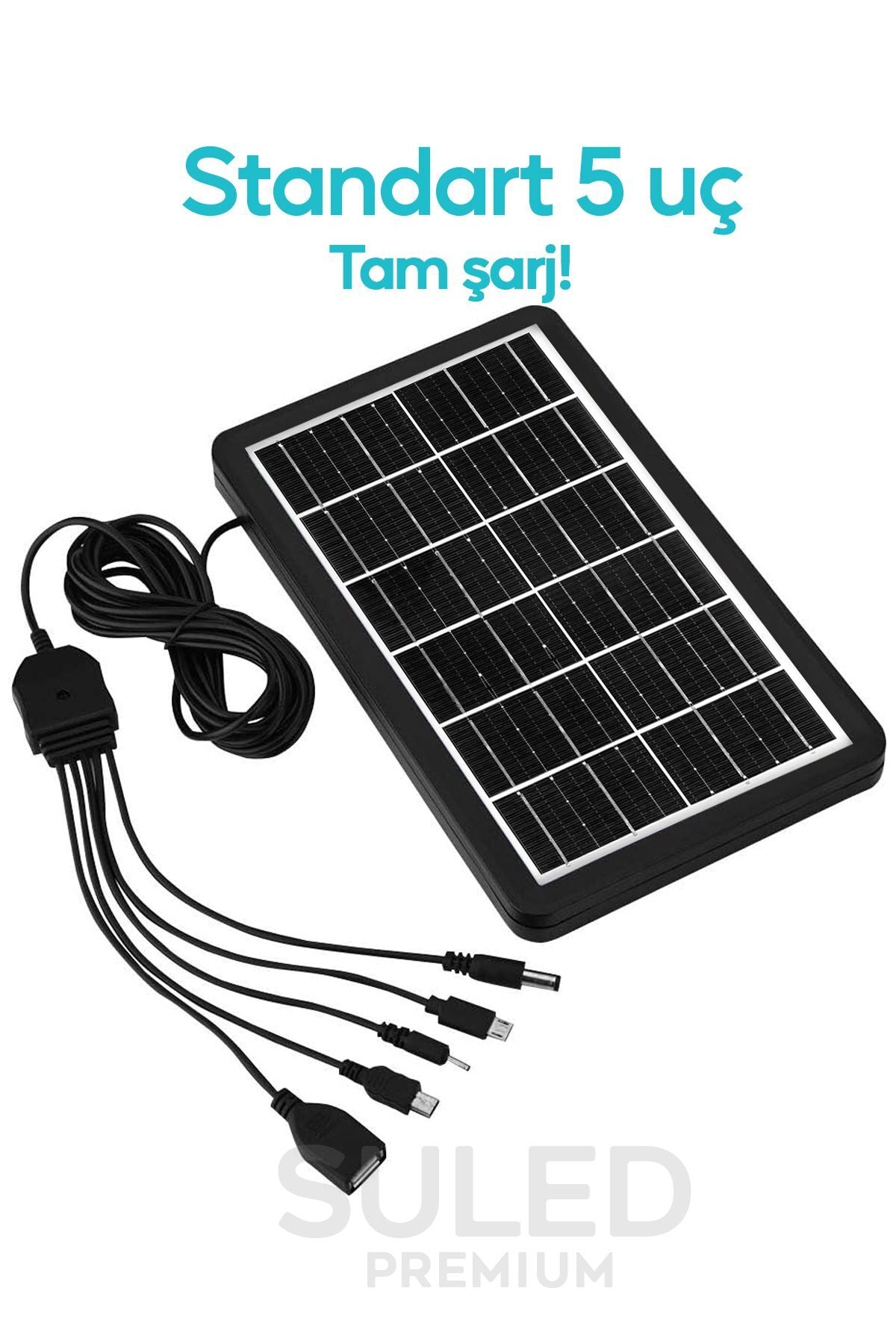 3W Güneş Enerjili Solar USB Şarj Paneli 6V 5 Uçlu USB Çıkışlı 2A Telefon Tablet Şarj Ünitesi