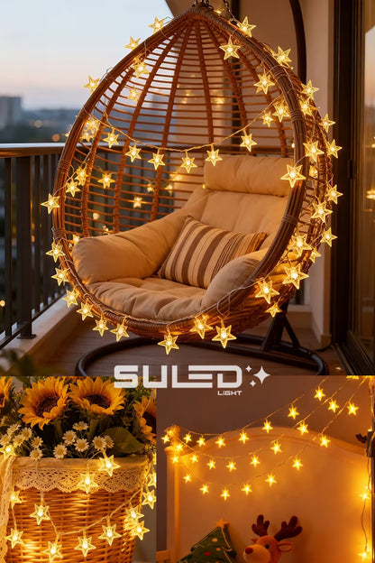 3 Metre 10 Led Yıldız led Işık 220V Fişli Gün Işığı Dekoratif Ortam Süsleme Işığı İç Dış Mekan