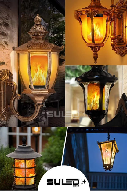 Alev Efektli Ampul 2'li Set Ateş Yanan Lamba E27 Duy Led Işık Şömine Ateş Kamp Lamba