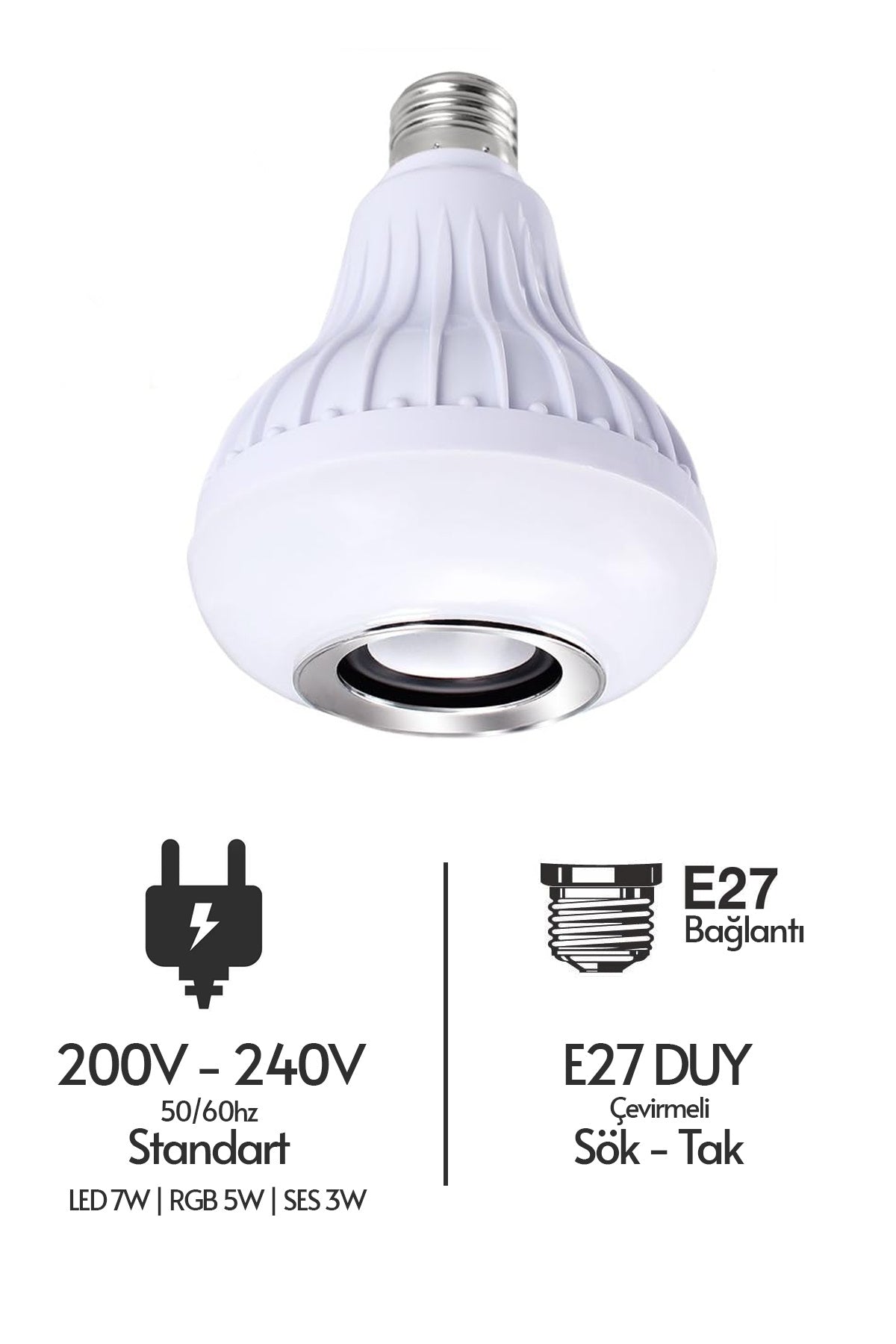 Hoparlörlü Bluetooth Led Ampül RGB Ambiyans Aydınlatmalı IOS ve Android Uyumlu Led Işık