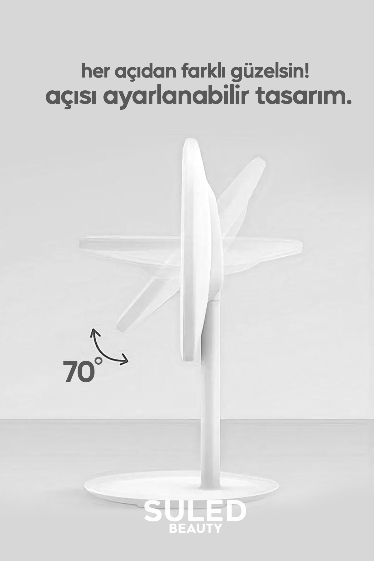 Beyaz Makyaj Aynası 3 Modlu Led Işıklı USB Şarjlı Yuvarlak Taşınabilir Açı Ayarlı Güzellik Aynası