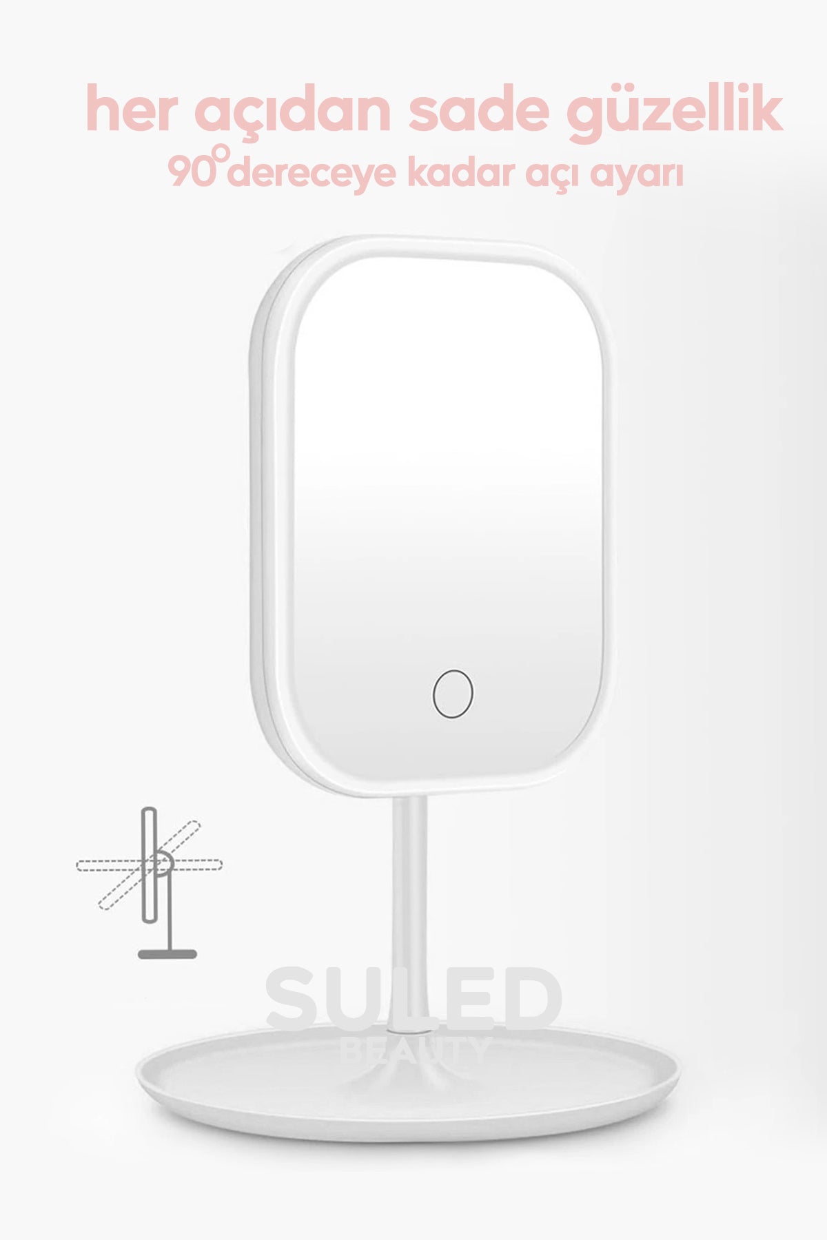 Makyaj Aynası 3 Modlu Led Işıklı USB Şarjlı Yuvarlak Taşınabilir Açı Ayarlı Güzellik Aynası