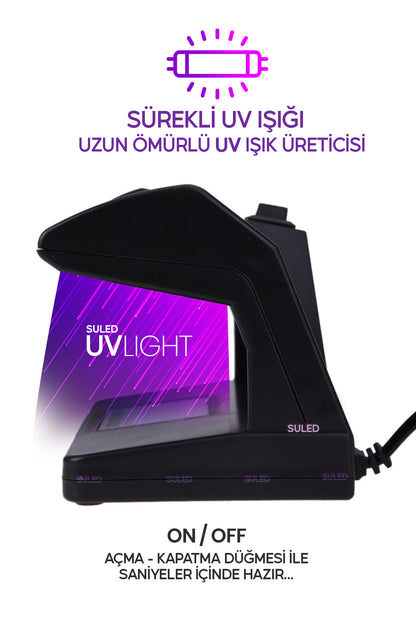 Sahte Para Kontrol Cihazı UV Mor Işık Profesyonel Sahte Para Dedektörü 220V Fişli