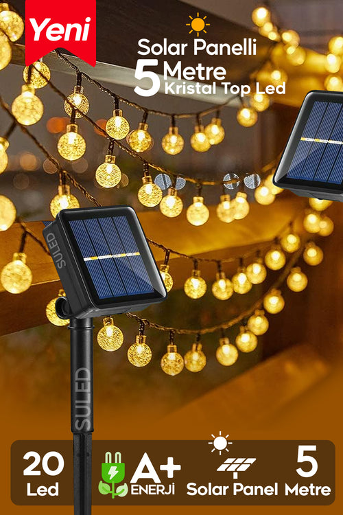 Kristal Toplar 5 Metre Solar Enerjili Bahçe Aydınlatması Led Işık Gün Işığı Dekoratif İç & Dış Mekan