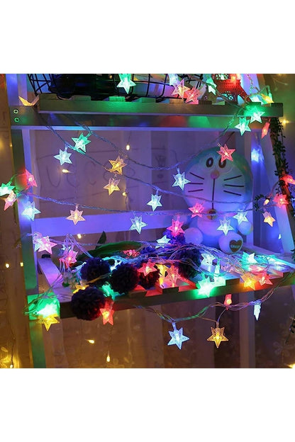Fişli Rgb Yıldız Led 3 Mt 20 Led Dekoratif Yıldızlı Yılbaşı Cam Ağacı Yılbaşı Süs Led Işık Şerit Led