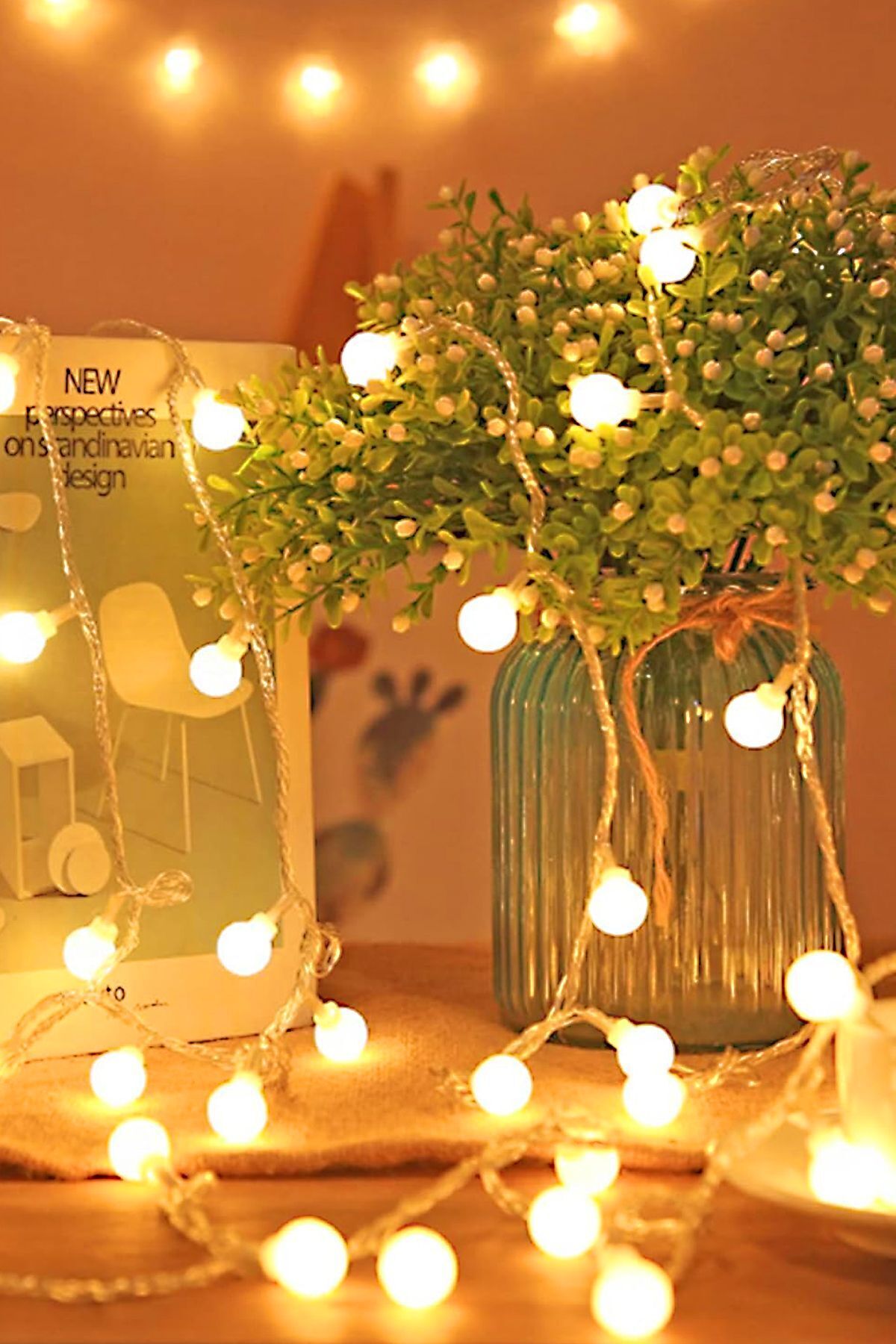 Top Led Sarı Dekor Led Yılbaşı Led Işıkları 5 Mt Eklemeli Fişli Top Dize Işıklar Dekorasyon Işık