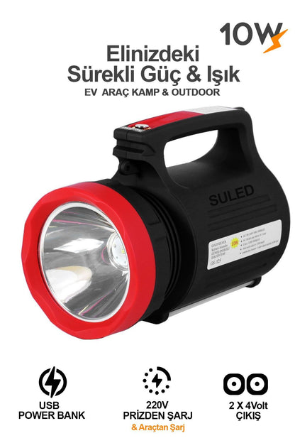 El Feneri Led Işık Usb Power Bank Özellikli Çok Fonksiyonlu Kamp Lambası Şarjlı Led