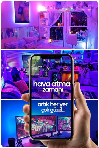 1 Metre TV Arkası & Ortam Ambiyans Bluetooth IOS & Android Telefondan Kontrollü RGB Smart Şerit Led