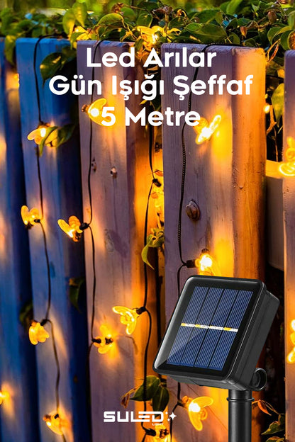 Arı Figürlü 5 Metre Solar Enerjili Bahçe Aydınlatması Led Işık Gün Işığı Dekoratif İç & Dış Mekan