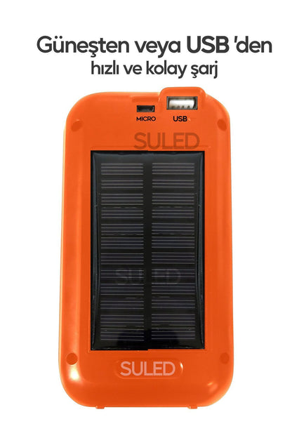 Güneş Panelli Handy Power Bank Fener Işıldak 32 Süper Smd Ledli El Feneri Ev Kamp Outdoor Aydınlatma