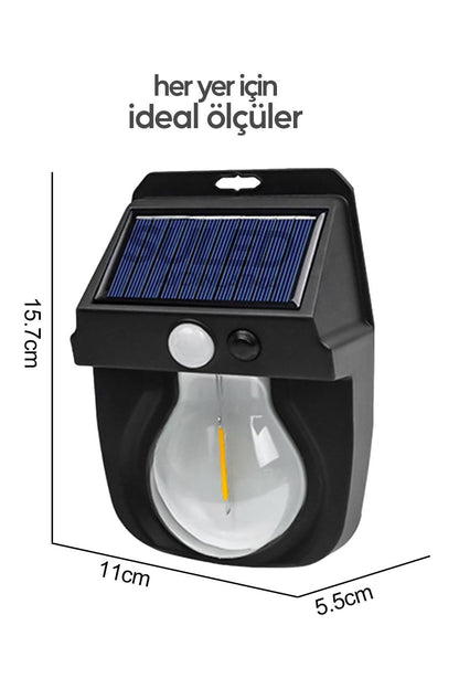 Hareket Sensörlü Bahçe Aydınlatması 5W Lityum Pilli Led Işık Solar Şarjlı Otomatik Dış Mekan Lamba