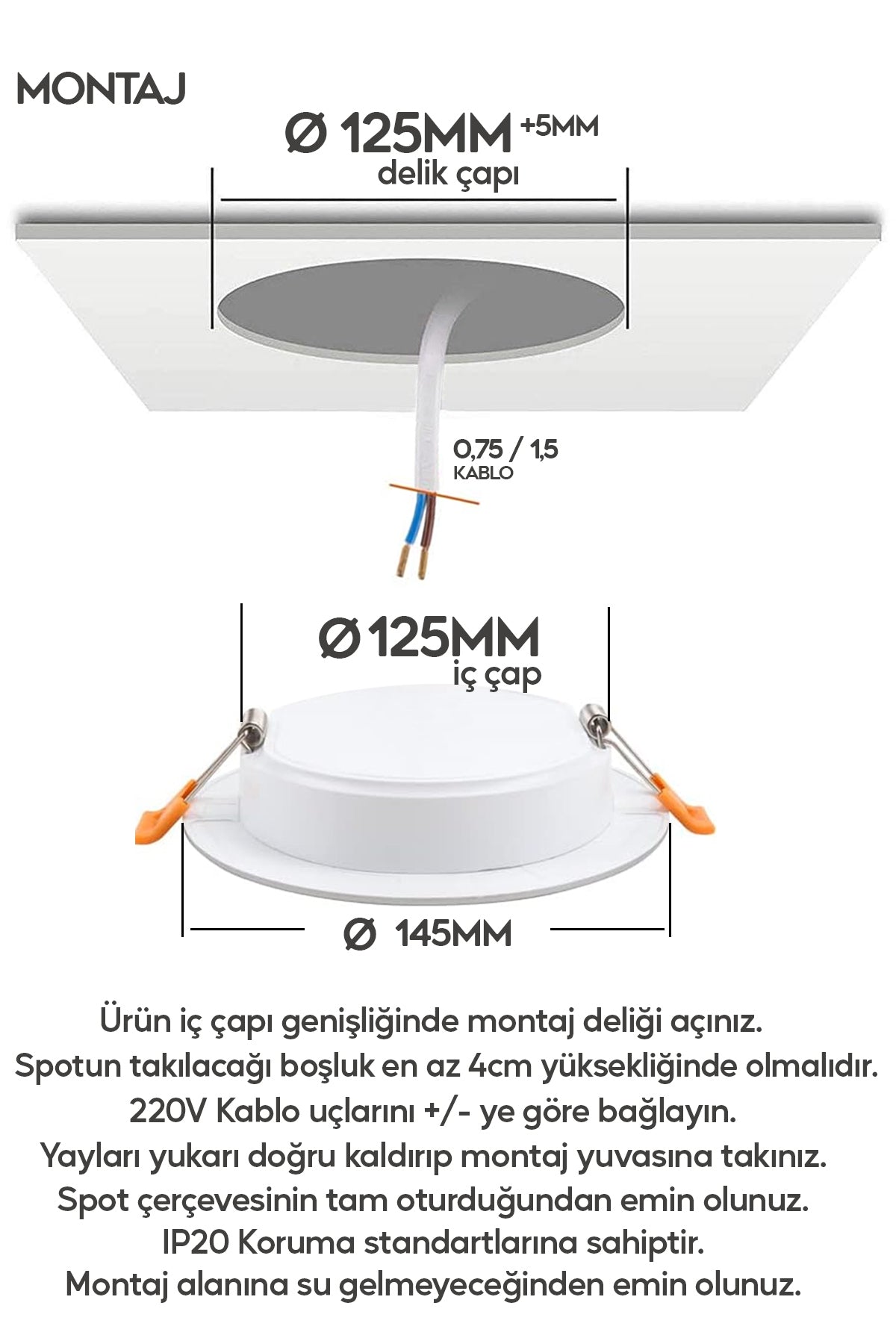 9w Spot Led Lamba Gömme Spot Işık 810lm Beyaz Işık Tasarruflu Tavan Dolap Ev & Iş Yeri