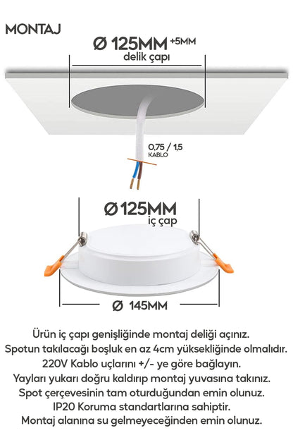 9w Spot Led Lamba Gömme Spot Işık 810lm Beyaz Işık Tasarruflu Tavan Dolap Ev & Iş Yeri