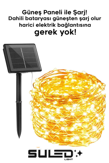 10 Metre Modlu Solar Panelli Led Bahçe Aydınlatma Dekoratif İç ve Dış Mekan Süsleme Işıkları