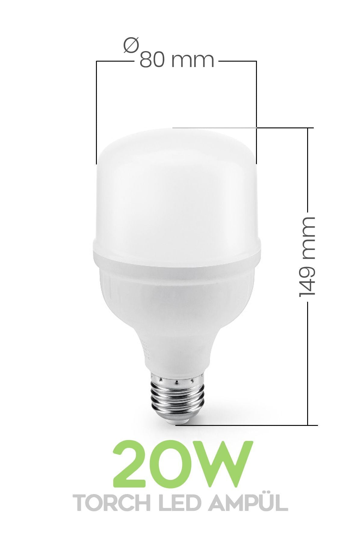20w Torch Büyük Boy Mega Led Ampül 3 Adet Ultra Parkal Tasarruflu 6500k Beyaz Işık Büyük Ampül E27