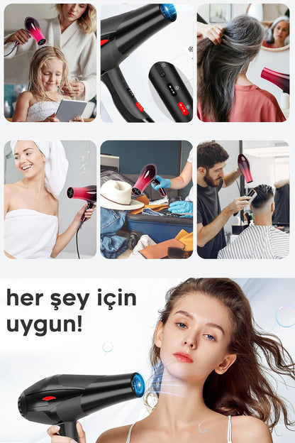 Ultra Saç Kurutma ve Fön Makinesi 2500W Sıcak - Soğuk 2 Kademeli Ev Berber Pet