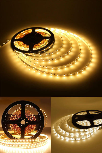 Şerit Led 5 Metre Beyaz Işık 3 Çipli Pro Ambiyans Aydınlatma Mutfak Salon Yatak Odası Led Işık