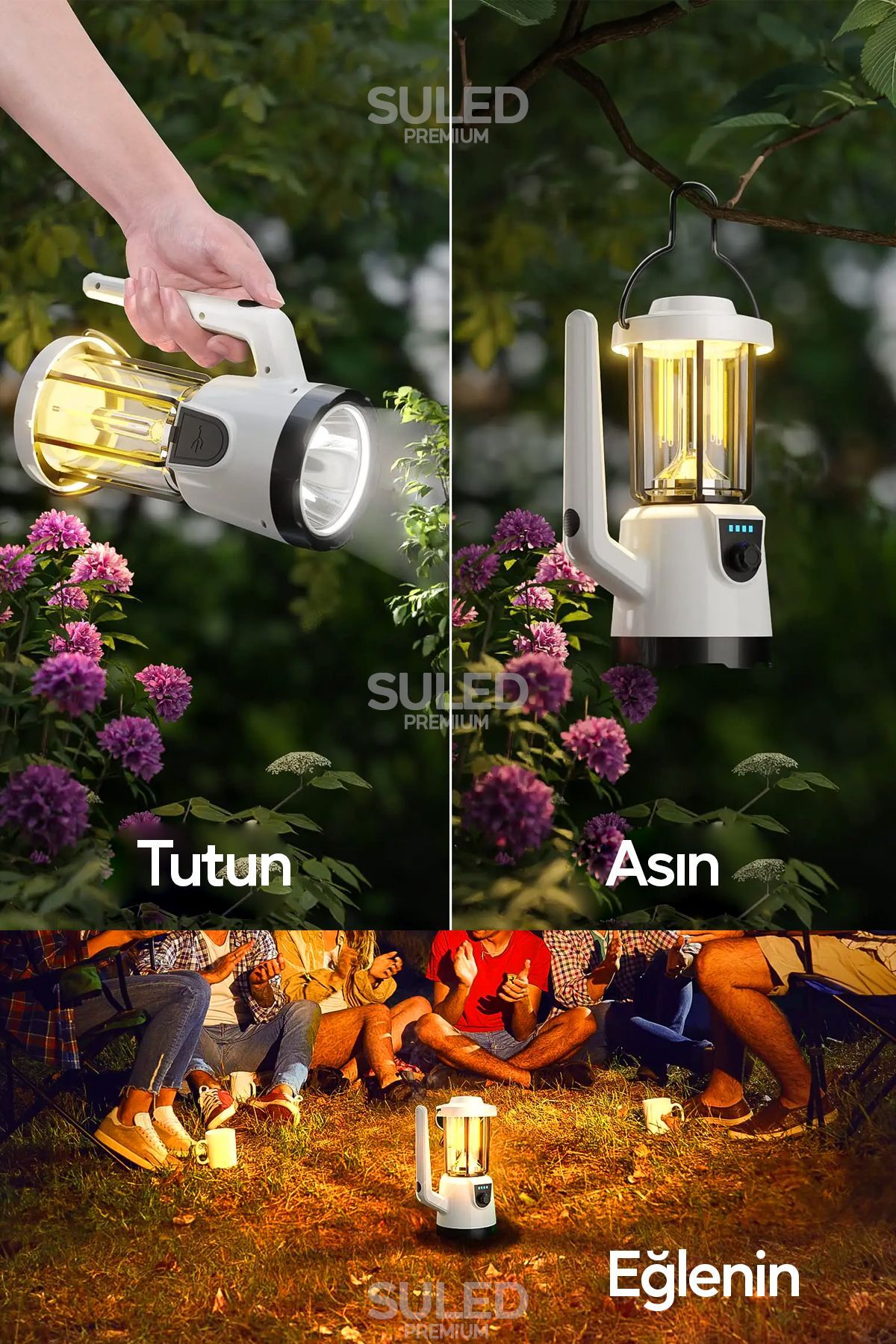 Şarjlı El Feneri Lamba Işıldak Pro2 Profesyonel Kamp Lambası ve Fener Şarjlı USB Powerbank Özellikli