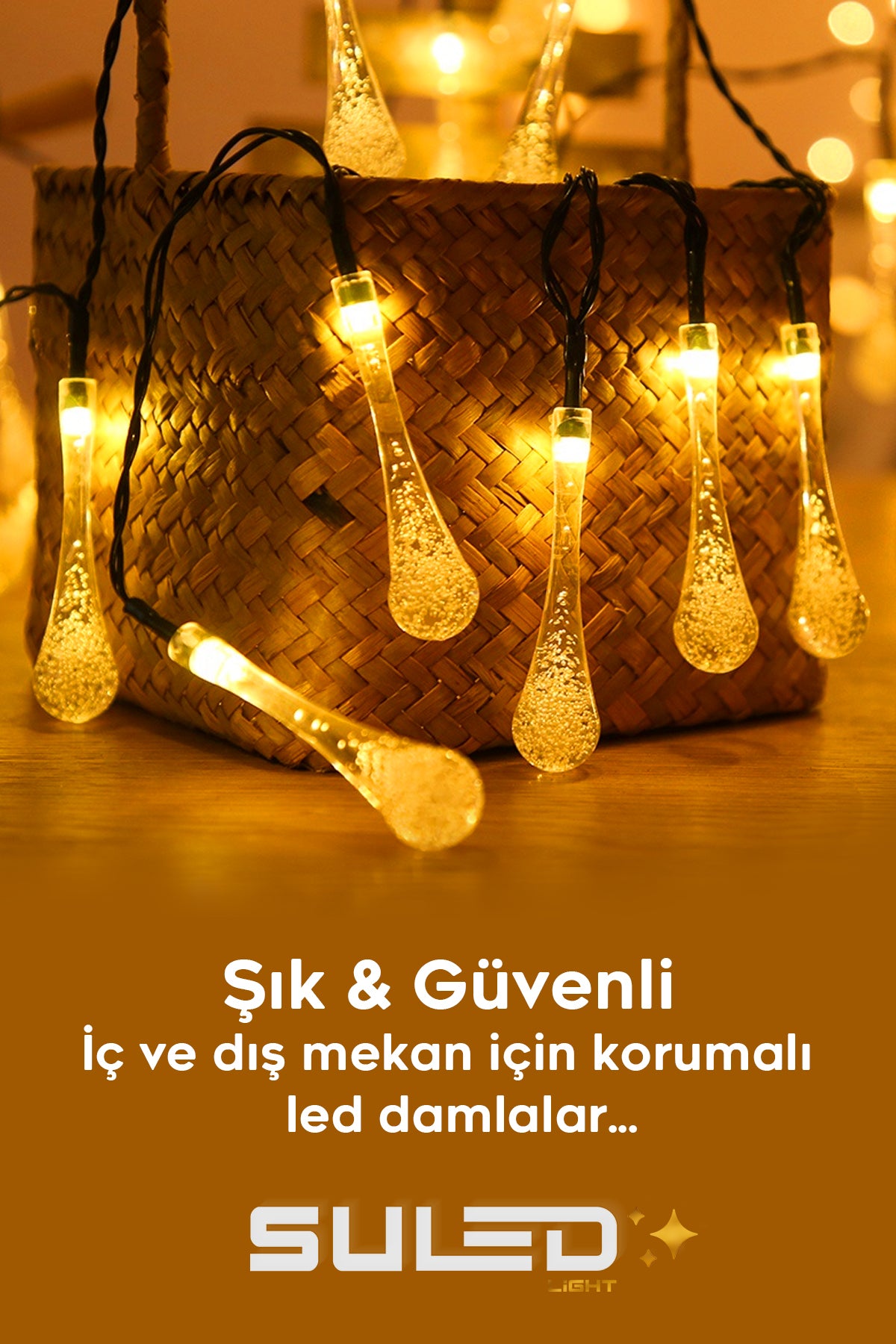 20 Damla Ledli Solar 7 Metre Bahçe Aydınlatması Modlu Led Işık Gün Işığı Dekoratif İç & Dış Mekan