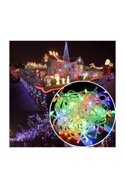 Sl-1013 Fişli 10 Mt 100 Led Rgb Renkli Işıklı Ultra Güçlü Yılbaşı Ağaç Işık 8 Fonksiyonlu Dekoratif