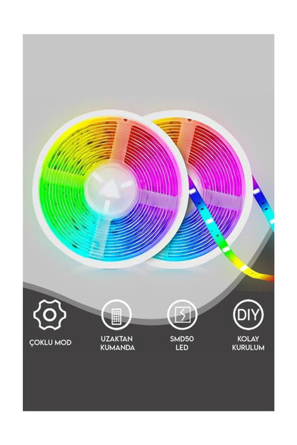 Kumandalı Şerit Led 5+5 10 Metre Şerit Led