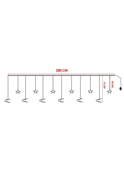 Sl-1066 Ay Yıldız Perde Led 8 Fonksiyonlu Pl-ay-3g