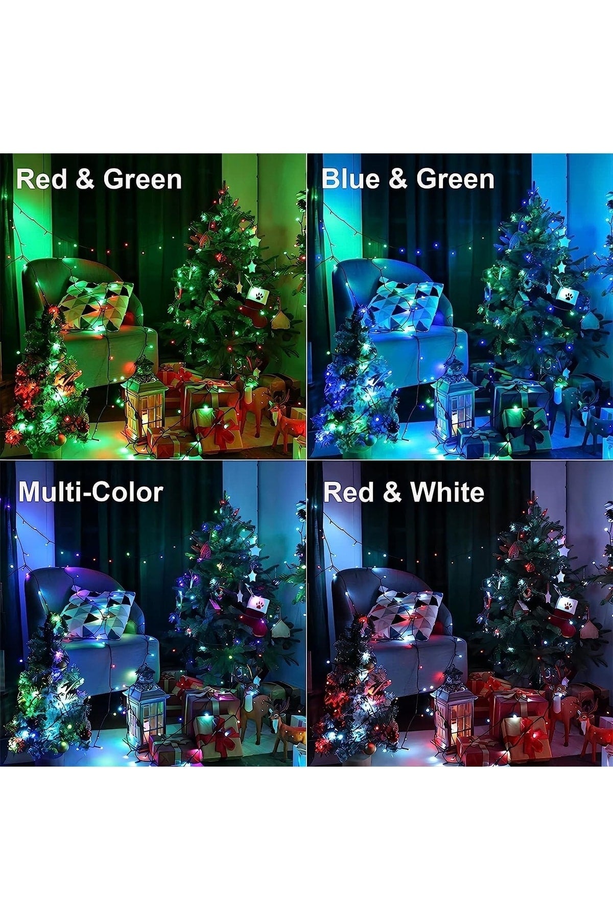 Sl-1013 Fişli 10 Mt 100 Led Rgb Renkli Işıklı Ultra Güçlü Yılbaşı Ağaç Işık 8 Fonksiyonlu Dekoratif