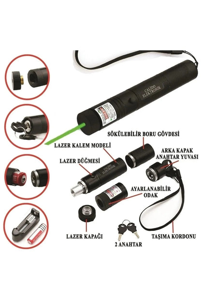 Yeni Pro Model - Pro X Yeşil Şarjlı Lazer Pointer Metal Kasa Green Laser Ultra Güçlü 2023 Series GO