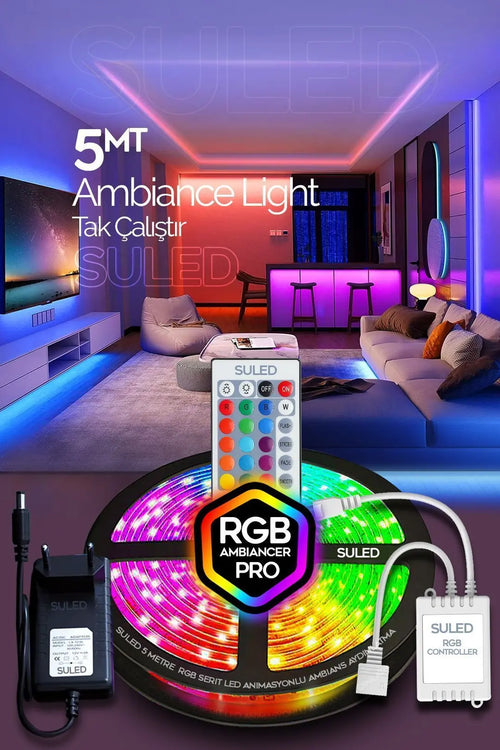 Şerit Led 5 Metre Animasyonlu Tak Çalıştır Kumandalı Trafolu Rgb Şerit Işık Aydınlatma Parti Led